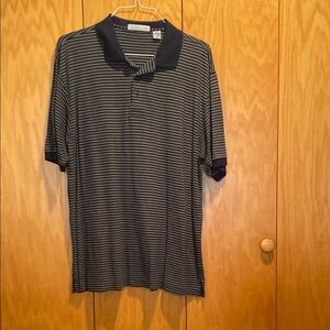 Banana Republic Black and Gray Striped Polo Shirt